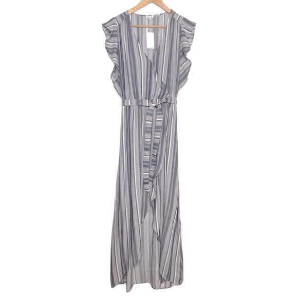 NWT SPLENDID Chambray Multi Stripe Tulip Sleeve Dress - Picture 3 of 9